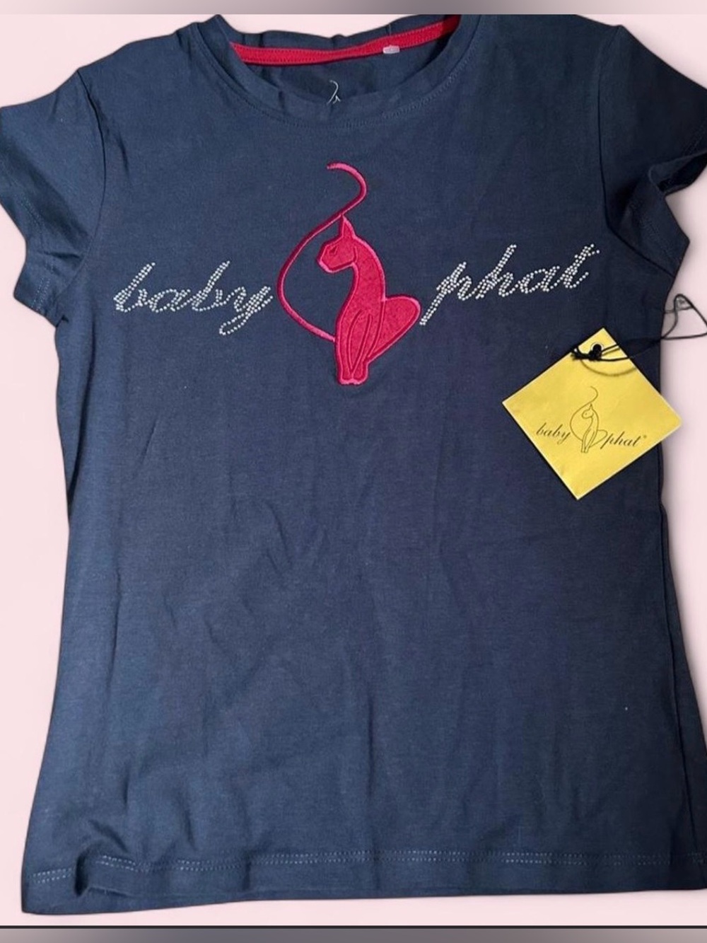 Baby Phat Navy Short-Sleeve Tee with Pink Cat Logo